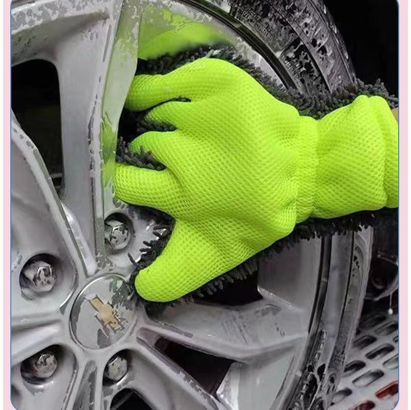 Polishing Thicker Chenille Mitt Glove Microfiber Car Wheel Wash Multi-Purpose Cleaning Gloves