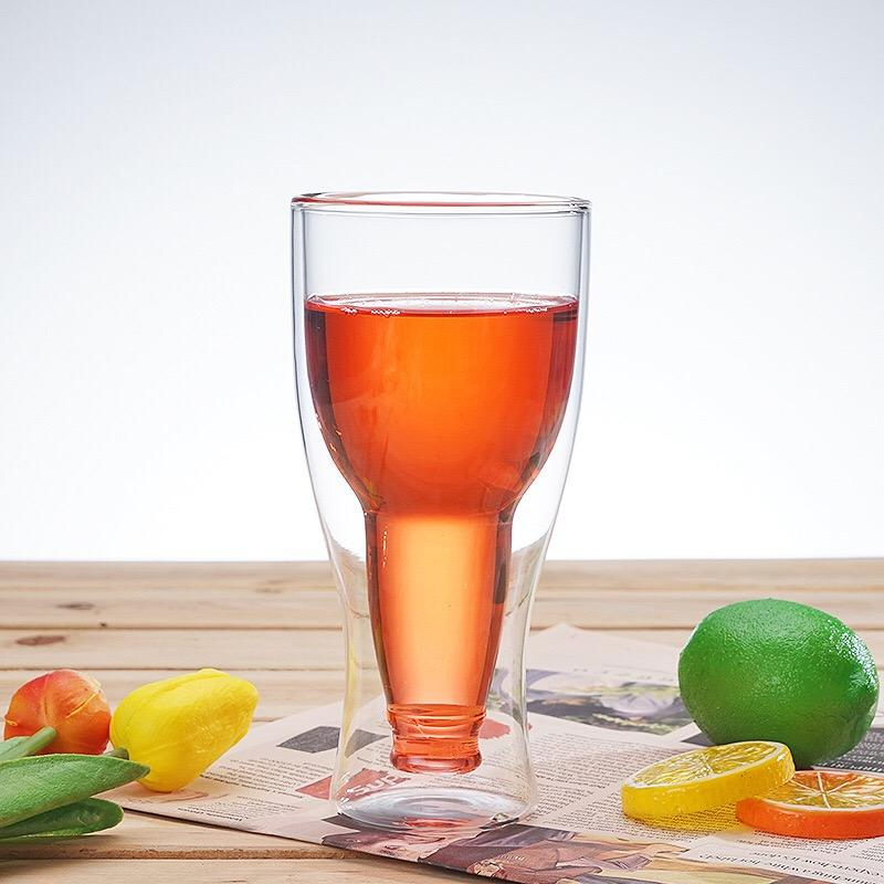 Beer Bottle-Shaped Glass Cup Double Wall Beer Cup for Parties/Bars