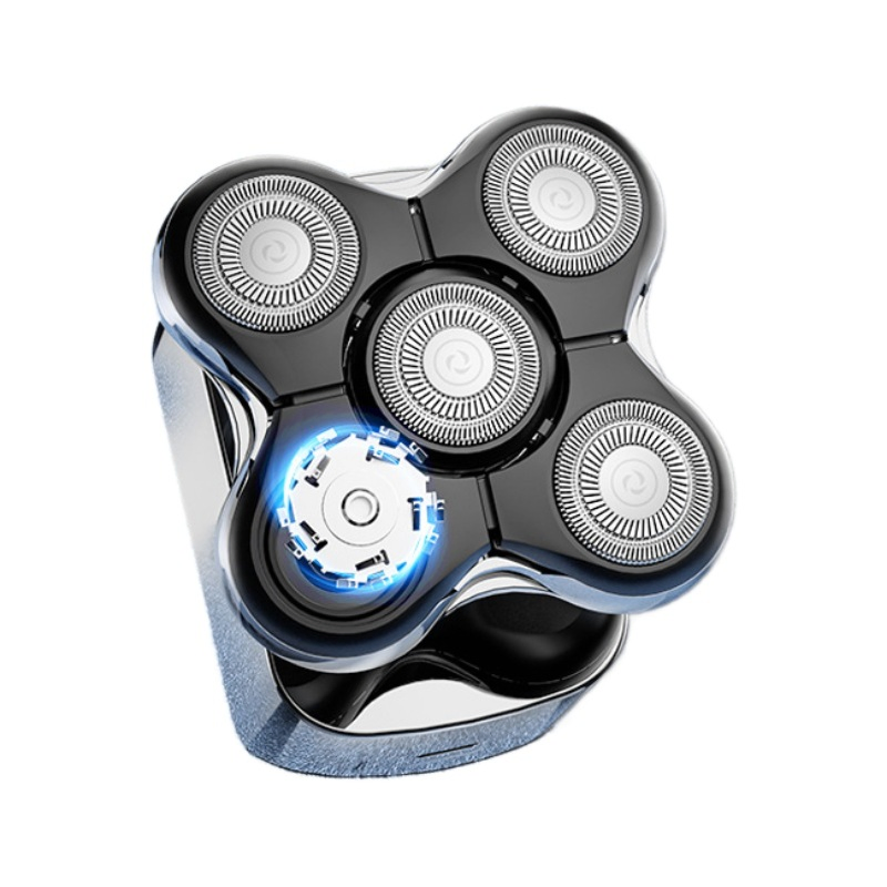 Travel Cordless Rechargeable Six-in-One Electric Shaver Bald Hair Clipper Magnetic Nose Hair Trimmer Push White Device