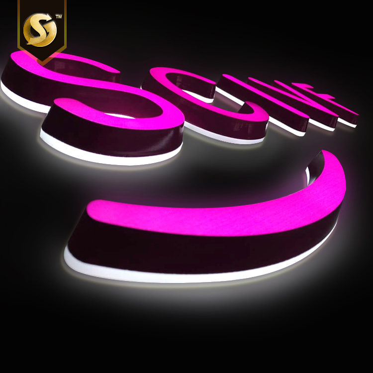 Purple Acrylic Backlit Halo Channel Letters with Pin Stud Mounting