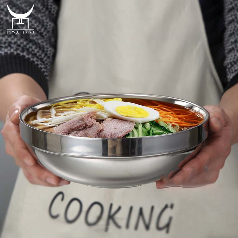 Japanese Restaurant Stainless Steel Serving Bowls, Udon Soba Pho Bowls, Cereal Pasta Rice Soup Ramen Noodle Bowls Set