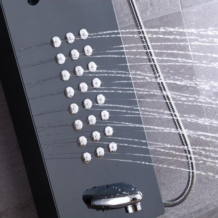 Sanipro Modern Black Stainless Steel Rain Shower System Mixer Faucet Bathroom Waterproof Wall Mounted Smart Shower Panels