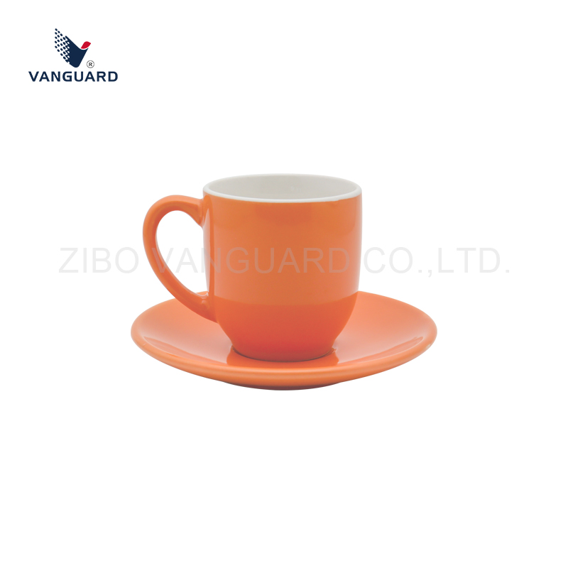 Фарфоровый кофейный набор с блюдцами, однотонный