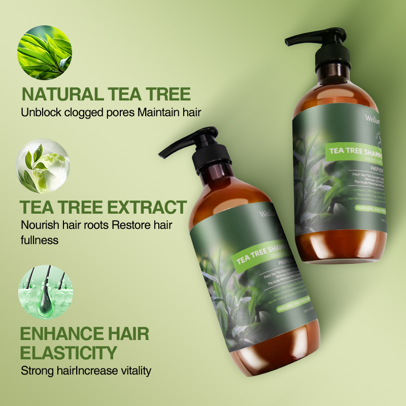 Natural Organic Tea Tree Oil Hair Shampoo and Conditioner Hair Oil Control Silky Smooth Refreshing Formula for Healthy Hair Care
