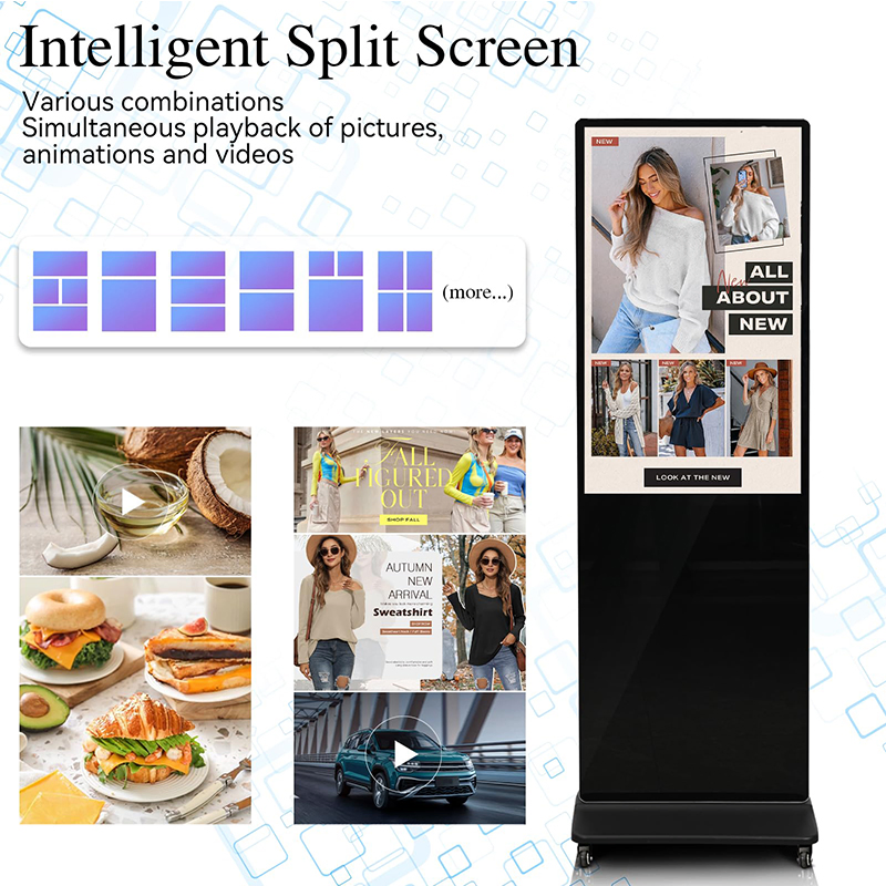 China 43 55 65 Inch Indoor Floor Stand Digital Signage Totem Video Player Touch Screen TV Vertical Interactive LCD Advertising Kiosk Display for Shopping Mall