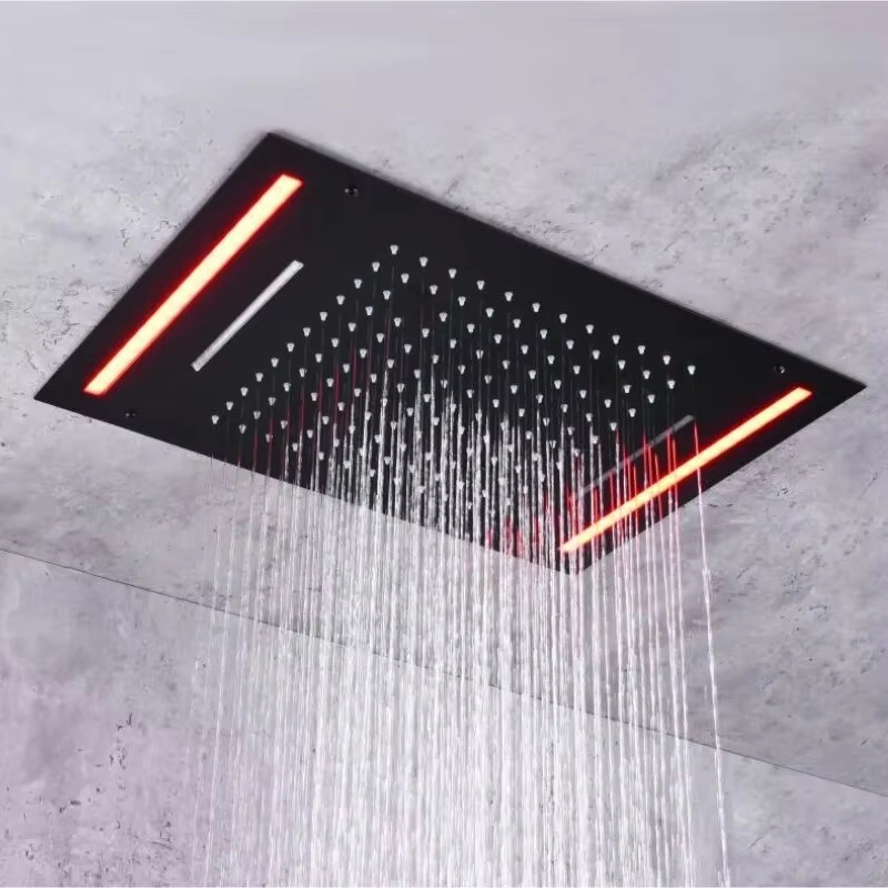 Head Manufacturer Ceiling Square Rain Shower Black LED Shower Head