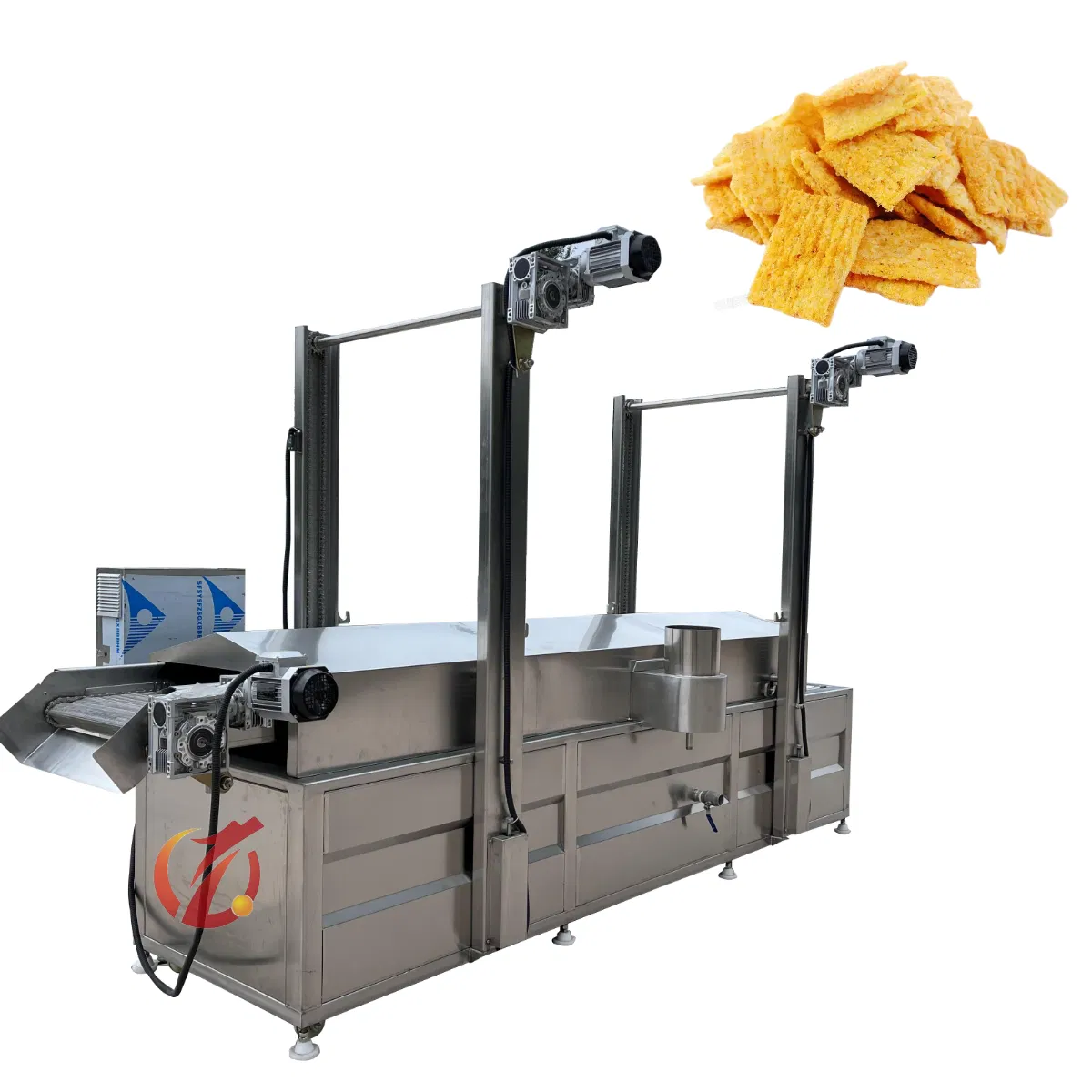 Stainless Steel Industrial Deep Fryer Fried Onion Rings Continuous Industrial Deep Fryer French Fries Frying Machine