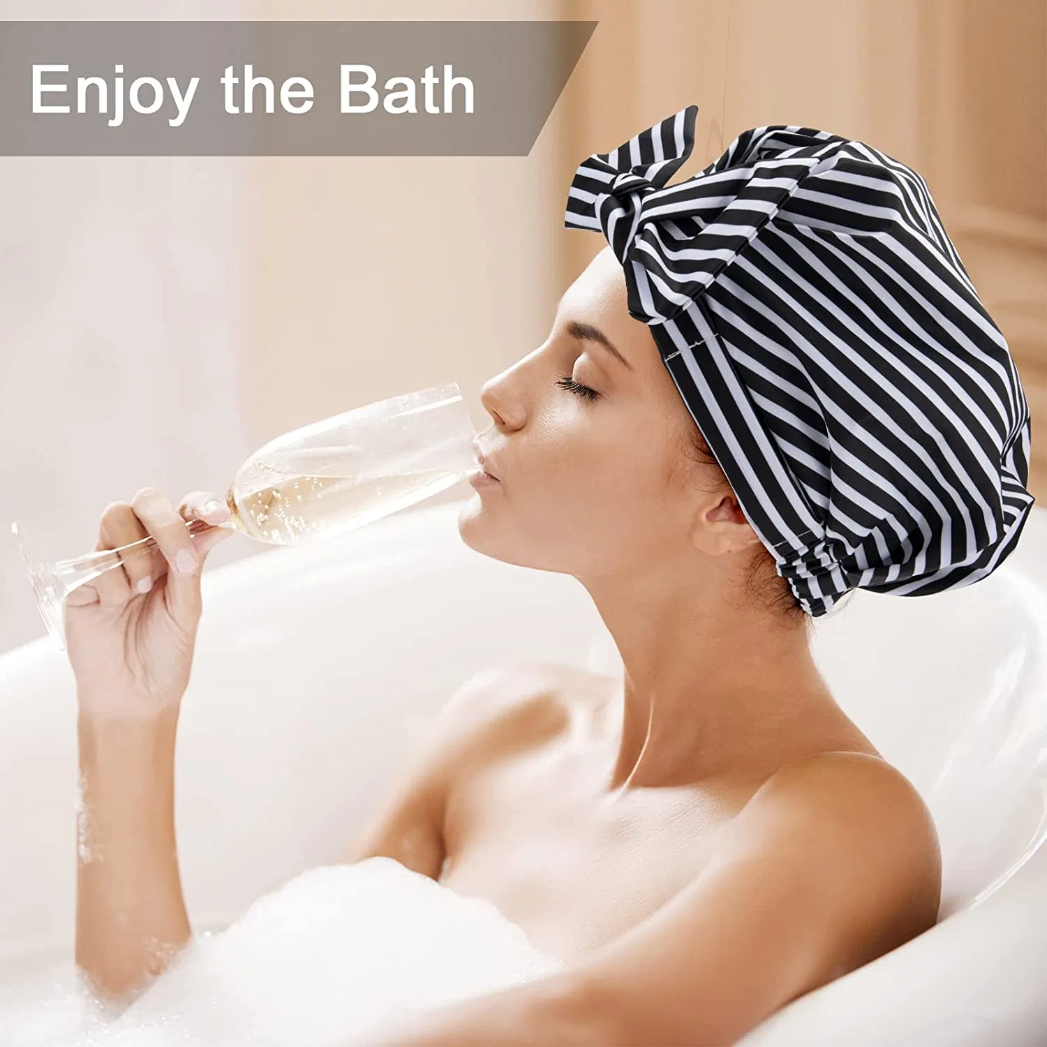 Customized Designer Stylish Reusable Adjustable Extra Large Womens Bath Shower Cap