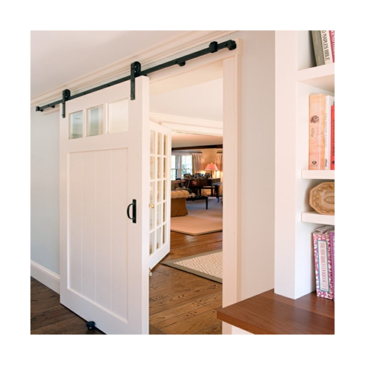 Prima Customized Barn Door Solid Wood Timber Veneer Finish Clear Paint Wood Door