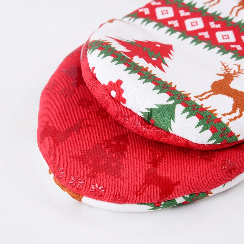 Printed Fabric Christmas Series Anti Scalding Printing Silicone Pot Holder