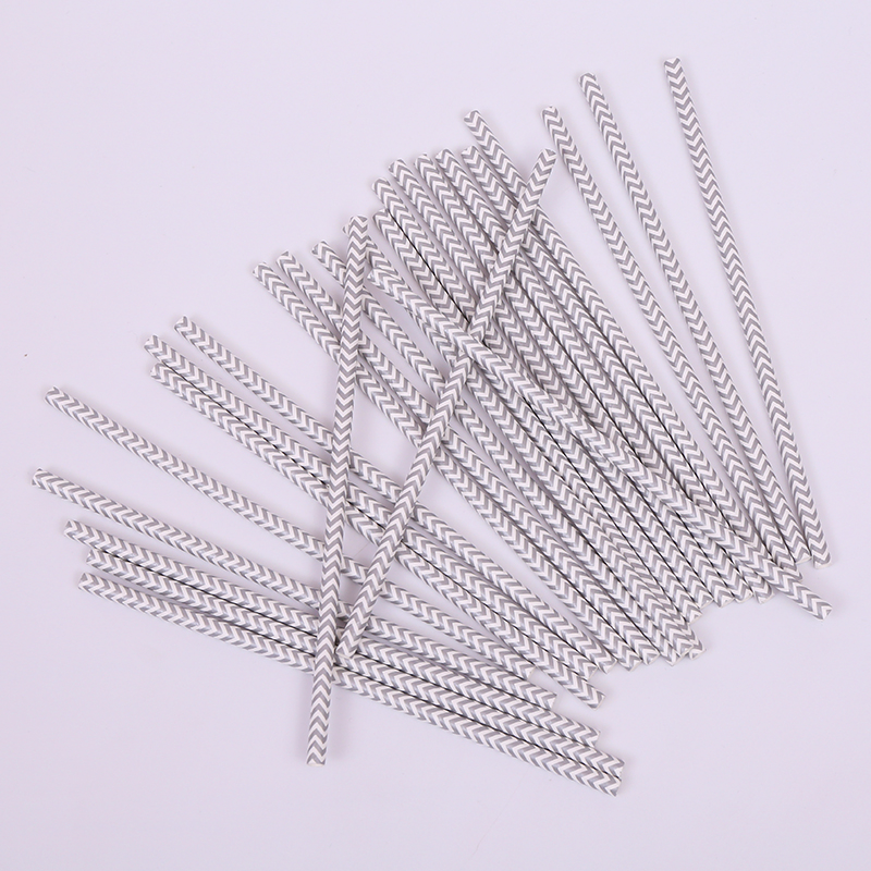 Eco-Friendly Silver Wave Decorative Paper Straws for Parties