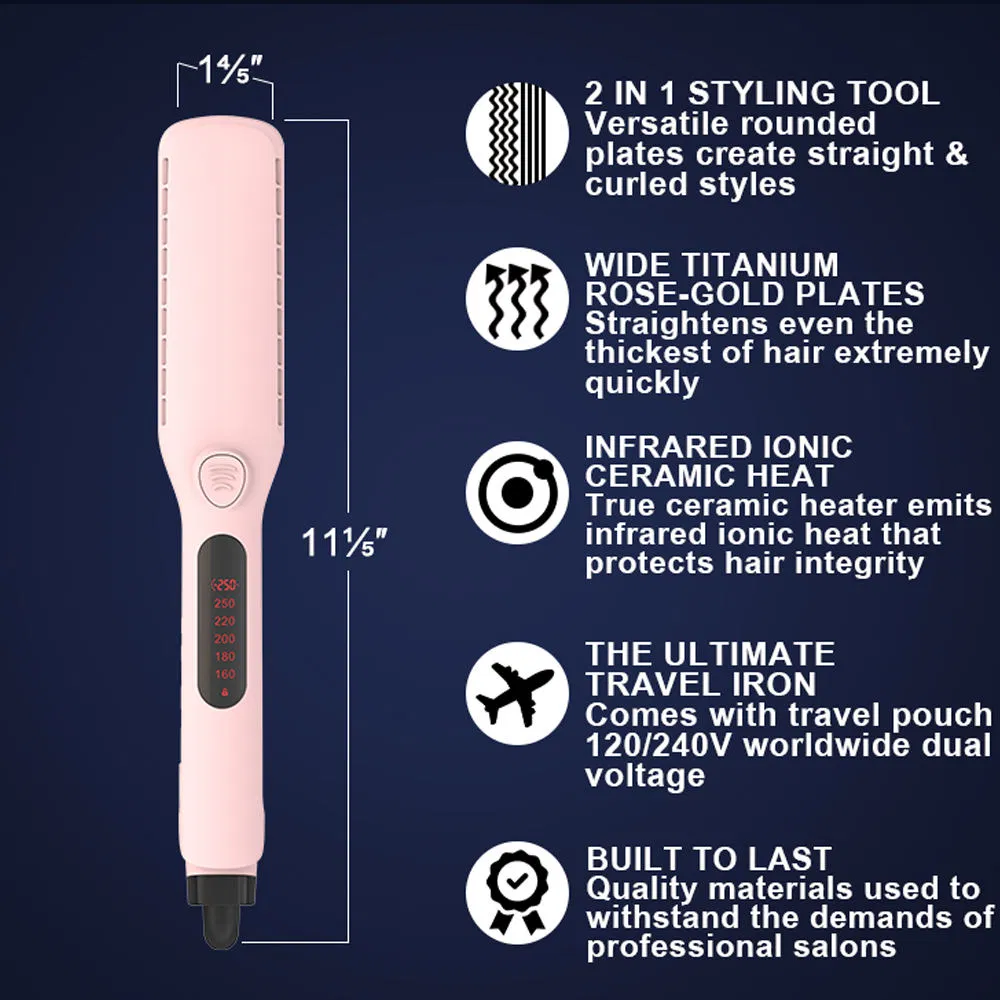 Professional Pink Portable Infrared Keratin Treatment Titanium Flat Iron Hair Straightener 480 Degrees Private Label Flat Irons