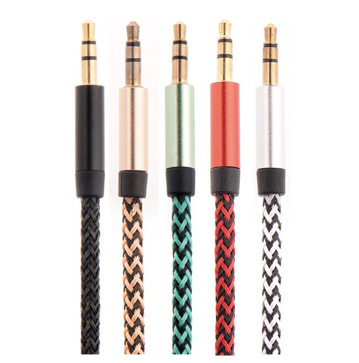 3.5mm Aux Cable Male to Male, Colorful Nylon Braided, Metal Shell