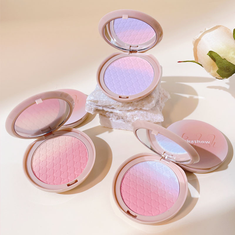 Matte Fine Shiny Face Plate Purple Cheek Blue Peach Milk Apricot Three Color Gradient Powder Blusher
