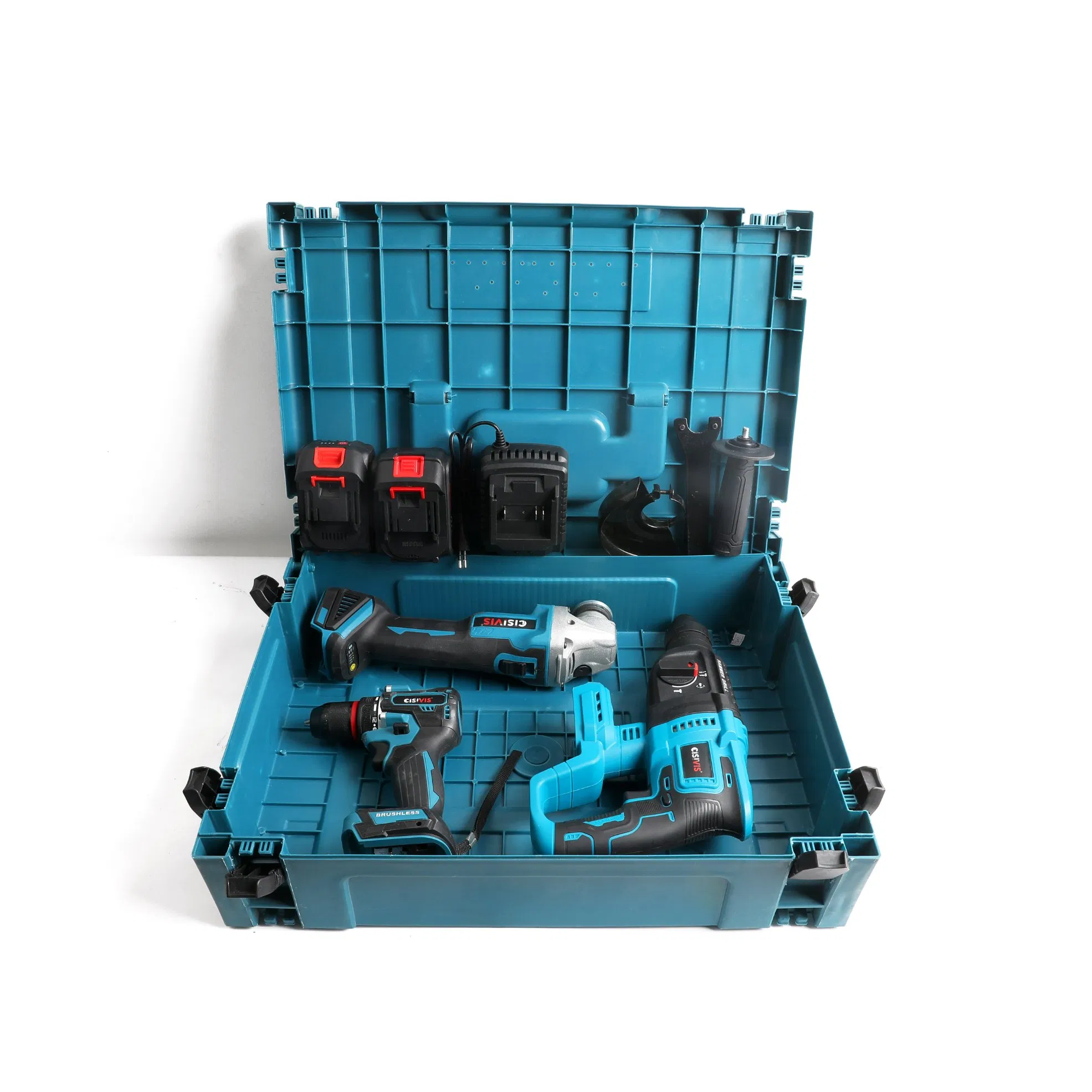 3PCS Cordless Power Tool Set with 2 Batteries Electric Hammer Electric Drill Angle Grinder Cordless Impact Drill Tool Set