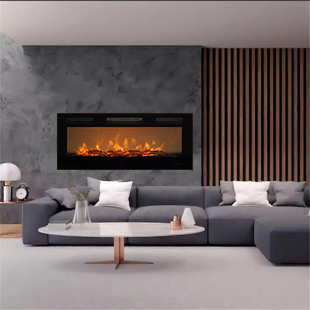 LED Flame Water Vapor 3D Artificial Decorative Heat Electric Fireplace for Hotel