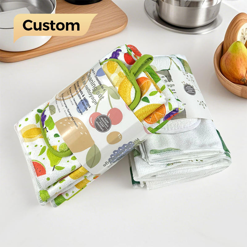 Custom Design Sublimation Printing Fast Shipping Microfiber Kitchen Towel for Cleaning