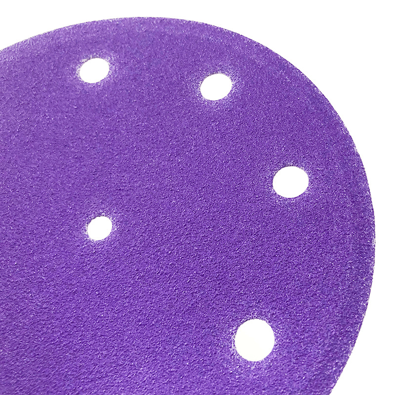 5 Inch 9 Hole Purple Ceramic Dry Grinding Paper