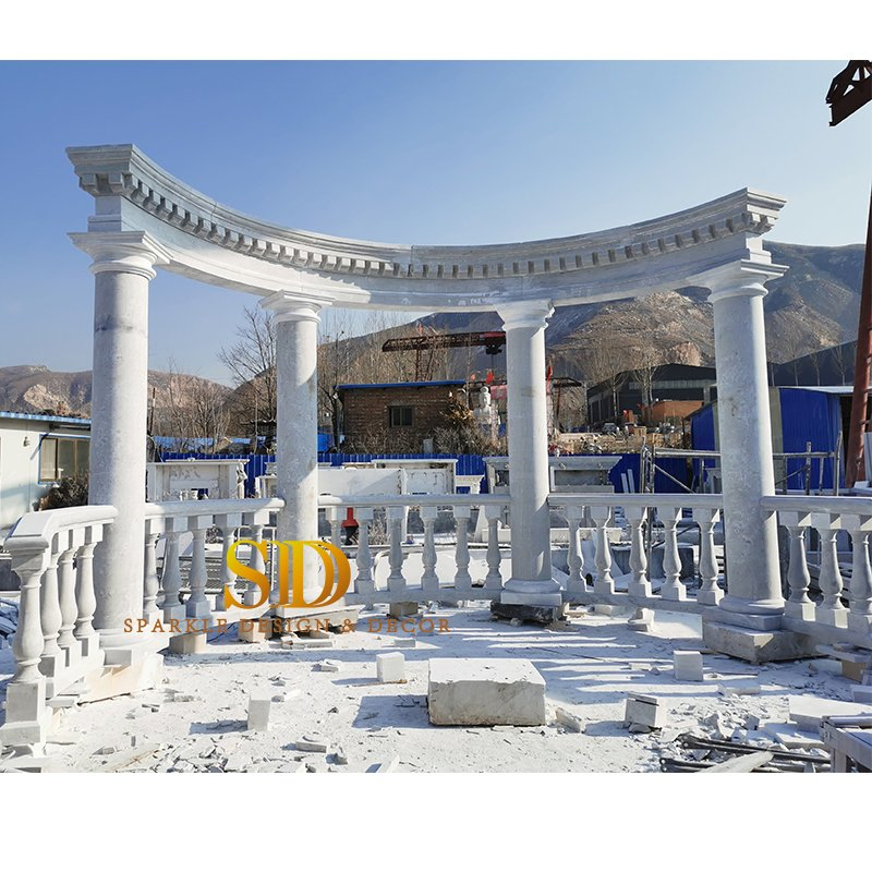 China Custom Made Ionian Pillar White Marble Column/Pillar for Outdoor Decor