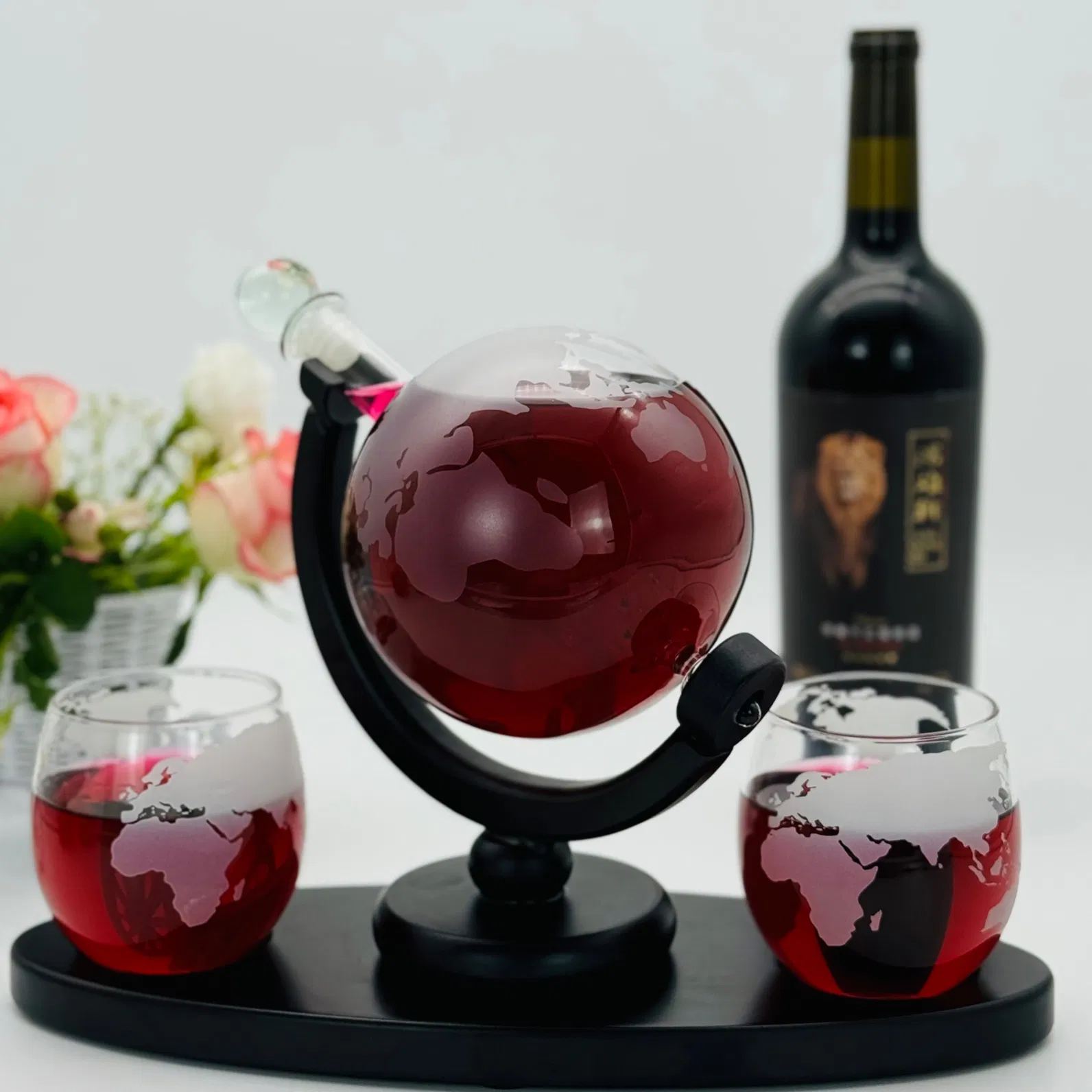 Elegant Crystal Wine Pourer Whiskey Bottle Decanter Gift Set