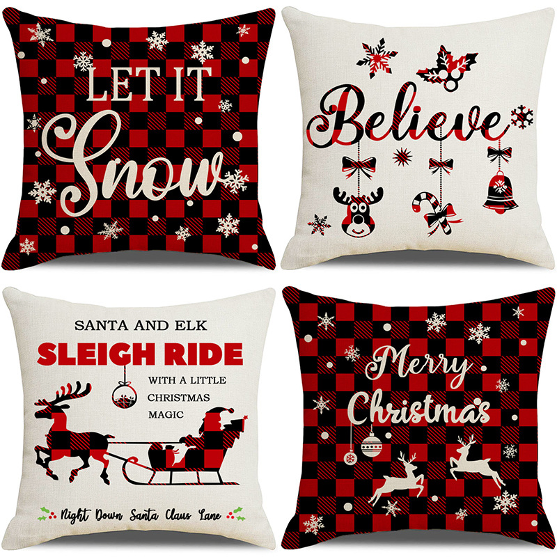 Wholesale Custom Christmas Decoration Pillow Cover Polyester Red Handwoven Cushion Cover Pillow Case