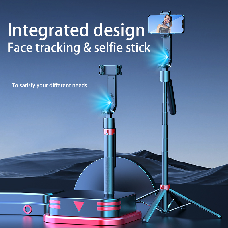 Intelligent Face Tracking Selfie Stick 360 Degree Rotation Ai Gimbal Stabilizer with Remote Shutter Wireless Bluetooth Selfie Stick Tripod for Live Streaming