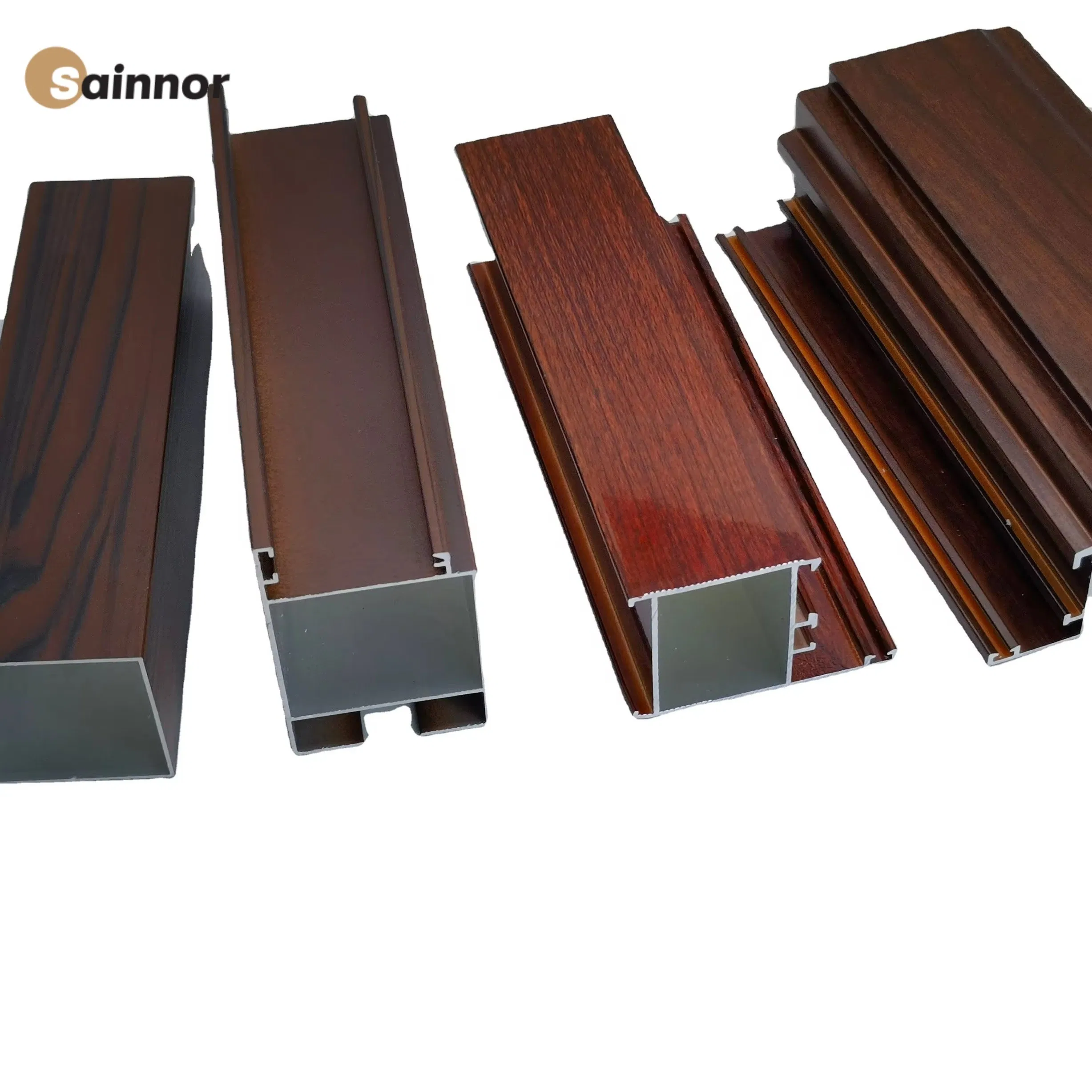 High-Quality Aluminum Extrusion Profile for Windows and Doors with Wood-Grain Transfer Finish