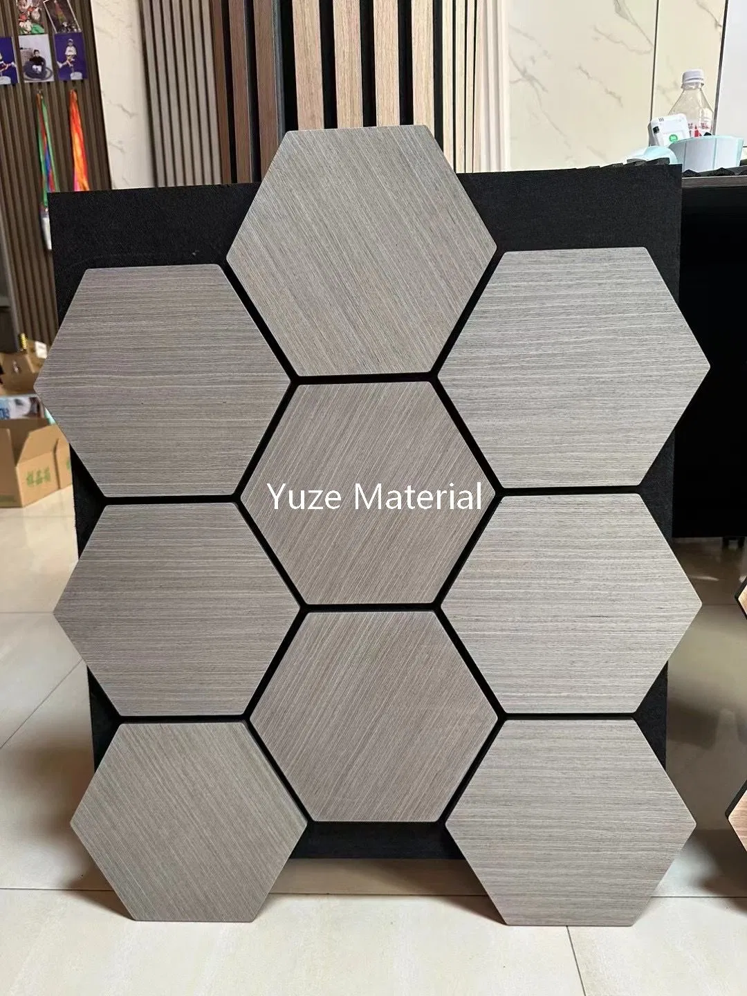 Interior Decorative Natural Walnut PU Sandwich Slatted Wooden/HPL Veneer Acoustic Wall Panels