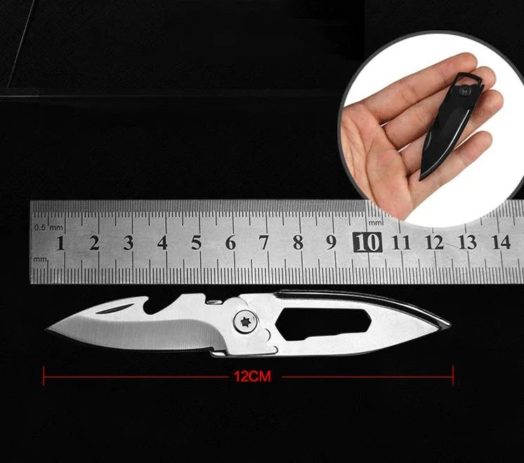 Mini Portable Folding Knife Camping Fruit Key Knives Multi-Functional EDC Tool Backpack Keys Pendant Security Defense