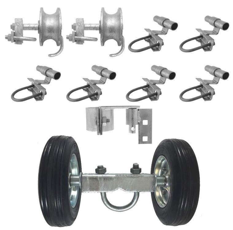 Galvanized Steel Chain Link Fence Sliding Rolling Gate Hardware Kit