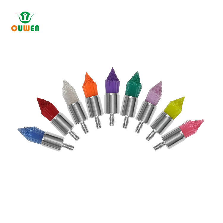 Ouwen D-5 Pink Hard Thread Type Tapered Polishing Brush for Teeth Dental Prophy Brushes