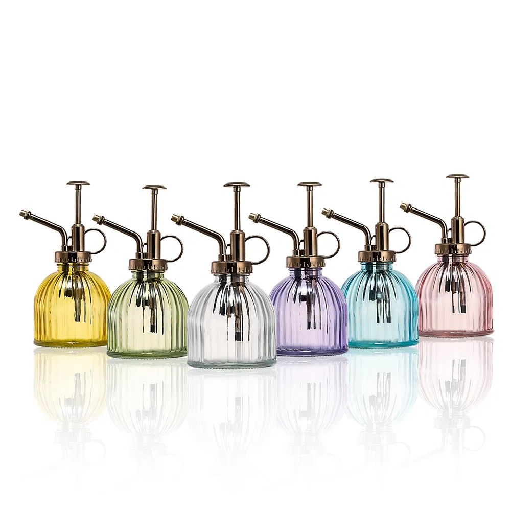Glass Watering Garden Tool Vintage Style Plant Spritzer Bronze Plastic Top Pump Glass Plant Mister with 200ml Spray Bottle