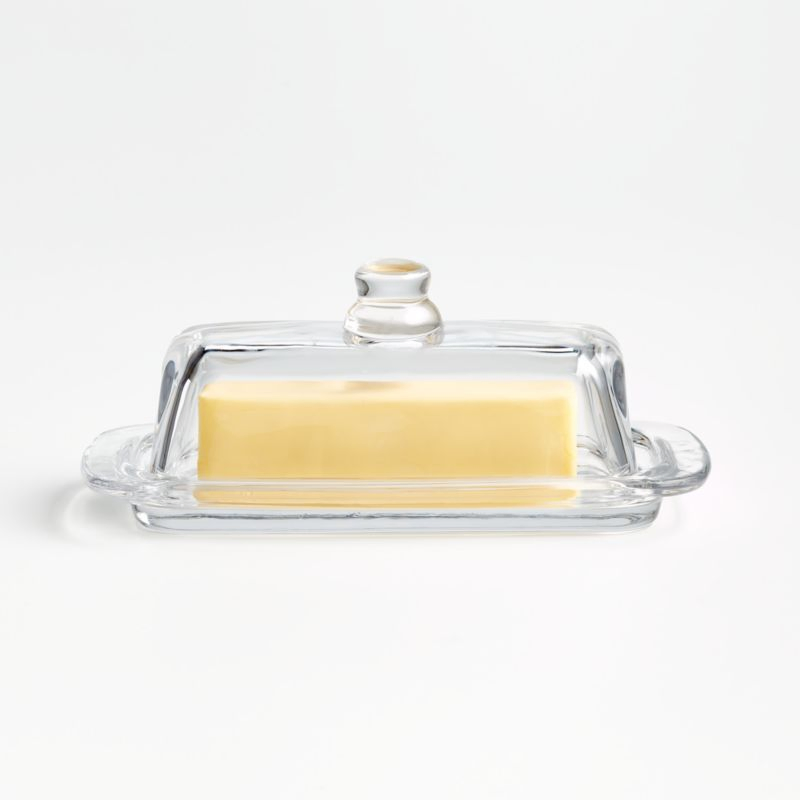 Glass Butter Dish with Lid - Elegant Crystal Glass to Hold Stick of Butter