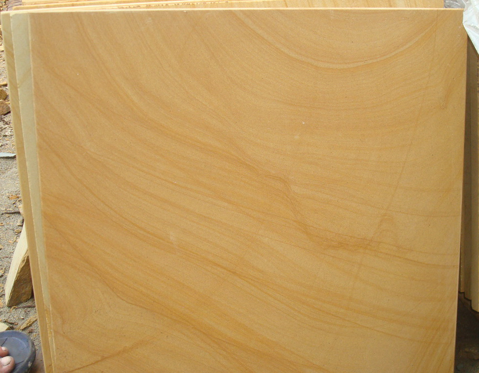Popular China Yellow Wood Sandstone for Wall Cladding/Paving Stone