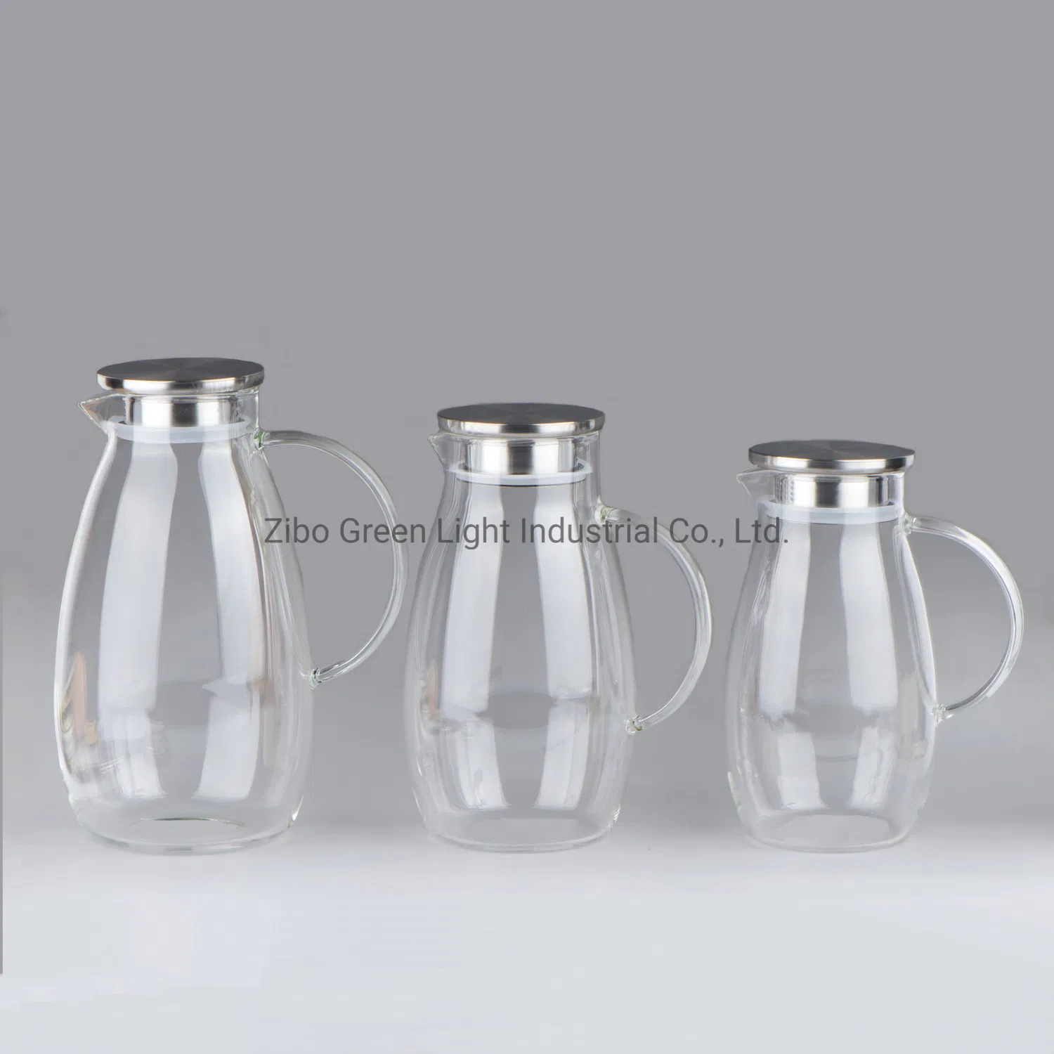 High Borosilicate Glass Water Pitcher with Stainless Steel Lid and Glass Handle