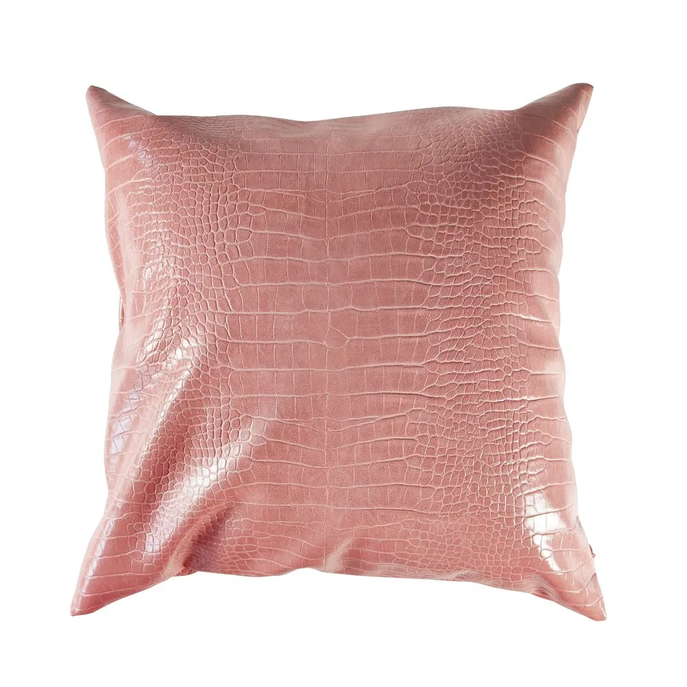 18inch Crocodile Faux Leather Cushion Cover, Luxurious Pink Decoration waterproof Leather Throw Pillow