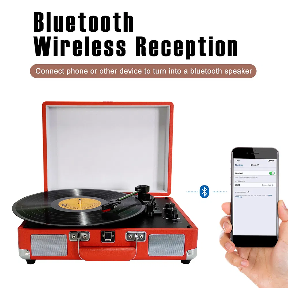 Портативный чемодан-проигрыватель винила с Bluetooth