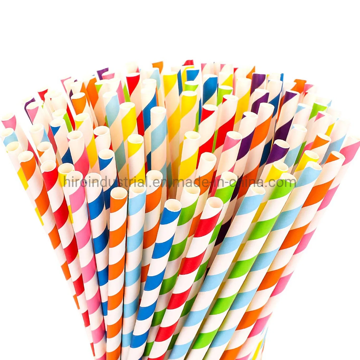 197*6mm Biodegradable Disposable FDA Approved Color Striped Paper Straws