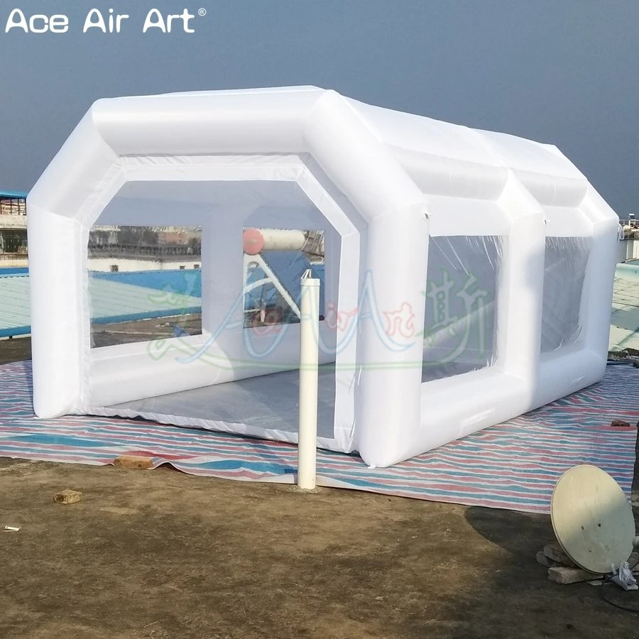 Mobile Brighter White Inflatable Painting Booth Outdoor Garage Spray Booth with Good Price and 2 Air Blowers
