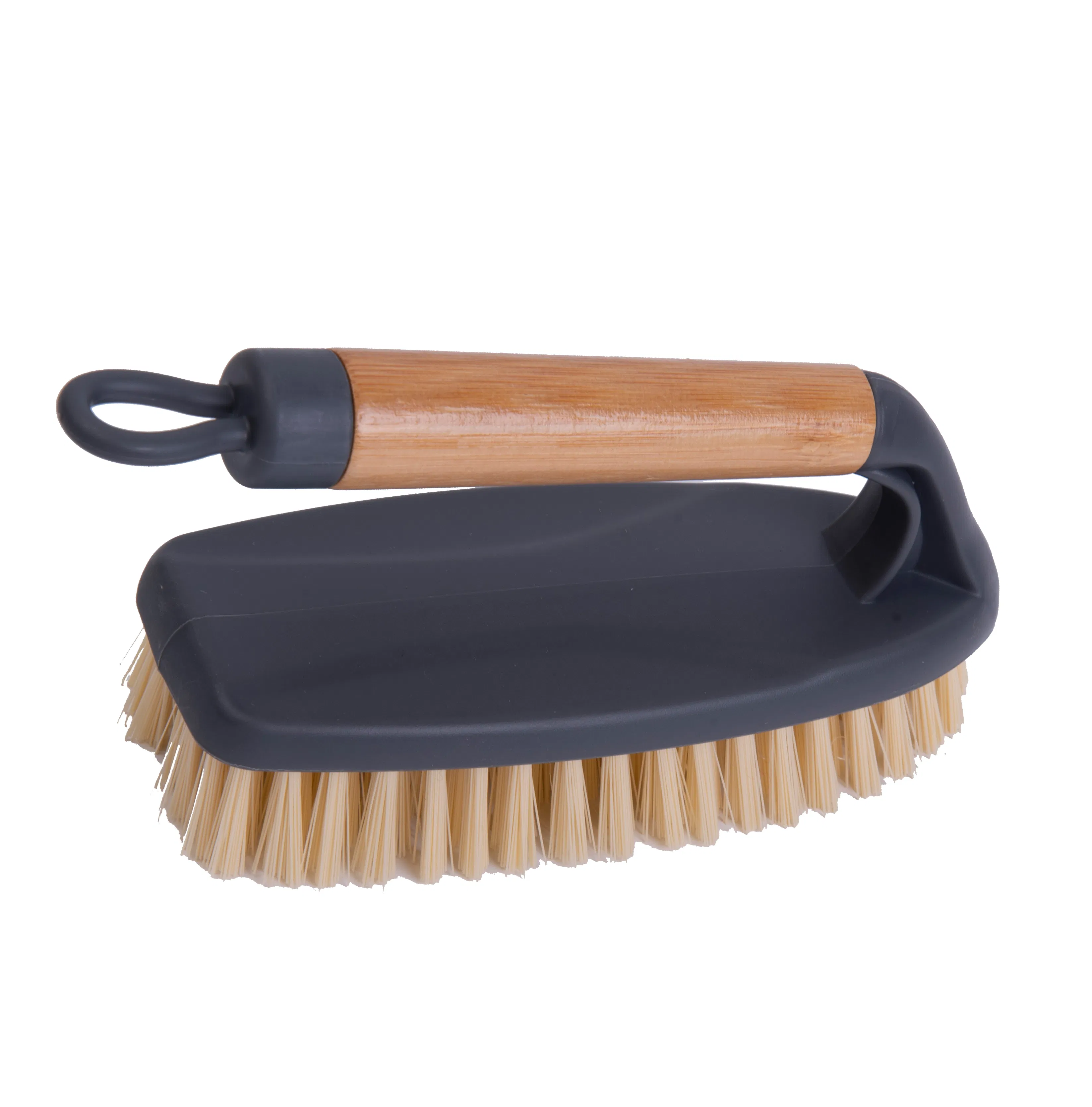 Heavy Duty Ergonomic Bamboo Handle Scrub Cleaning Brush