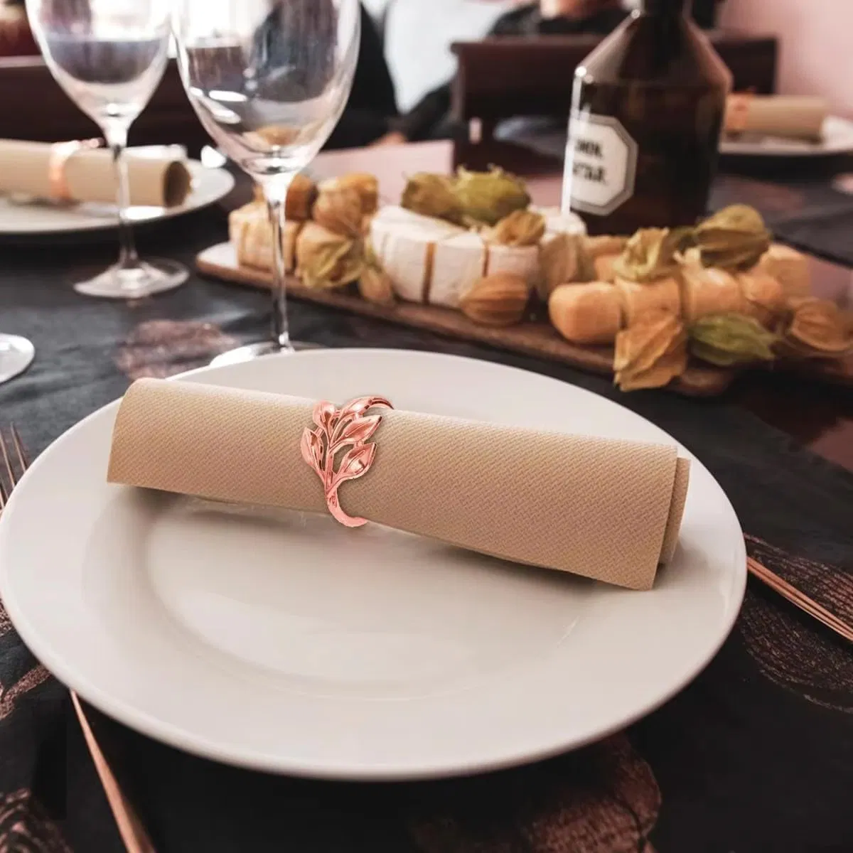 Wedding Decoration Leaf Napkin Rings Gold Napkin Rings Set for Wedding Party