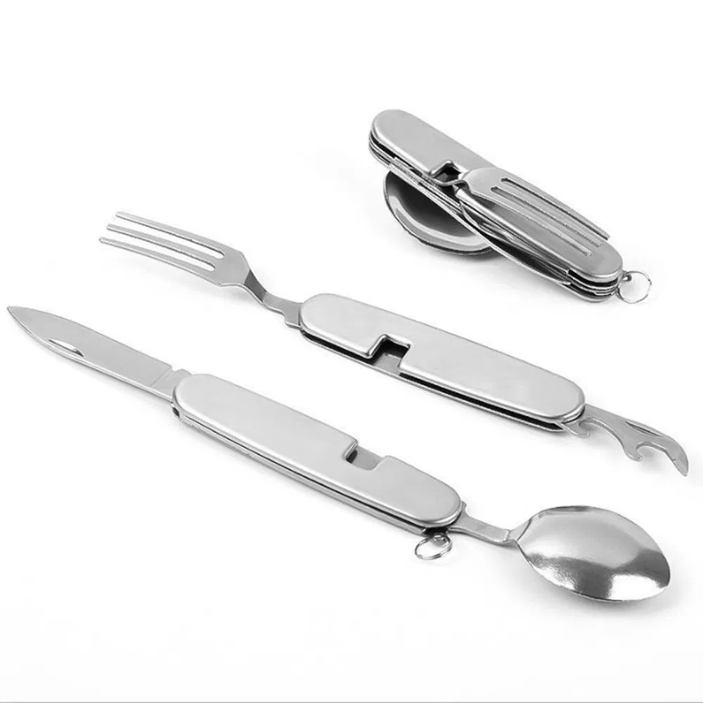 6 in 1 Stainless Steel Spoon Fork Multi Function Outdoor Fork Travel Cutlery Set G106s
