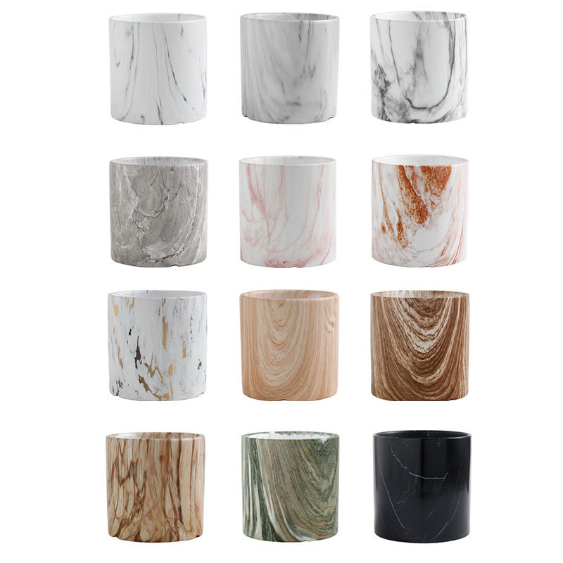 Горшок керамический мраморный Redeco с поддоном