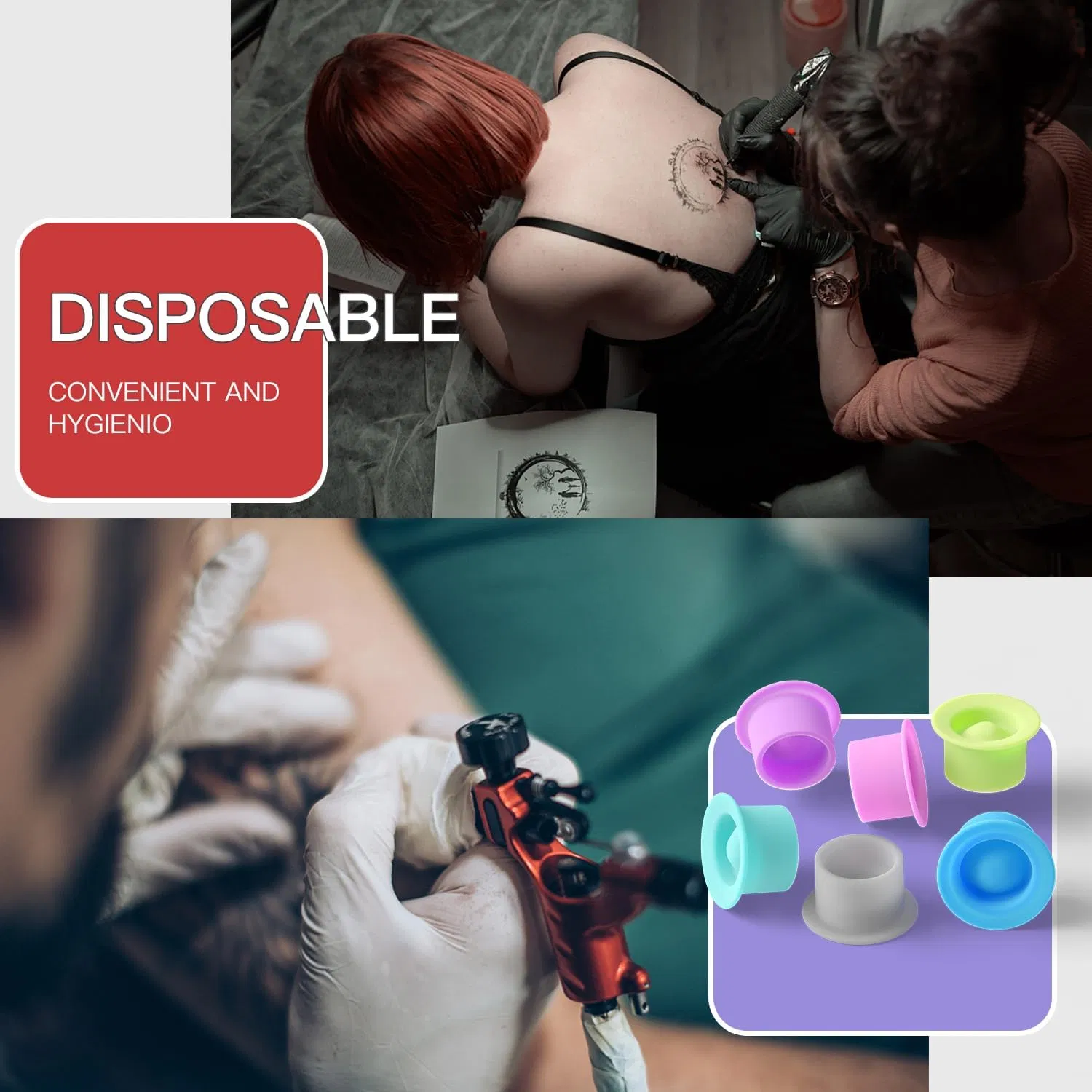 SJ Disposable Pigment Ink Caps Silicone High Quality CE Tattoo Ink Cups OEM Wholesale