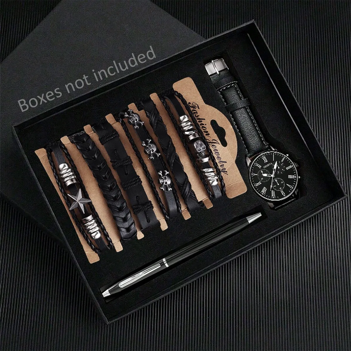 Stylish and Elegant Men's Watch, Bracelet, and Pen Classic Luxury Gift Set.