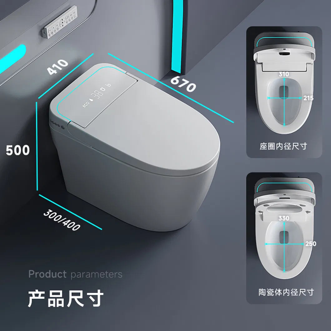 Modern Foot Sensor Sanitary Ware Automatic Ceramic Bathroom Wc Floor Mounted Smart Toilet with Tank White