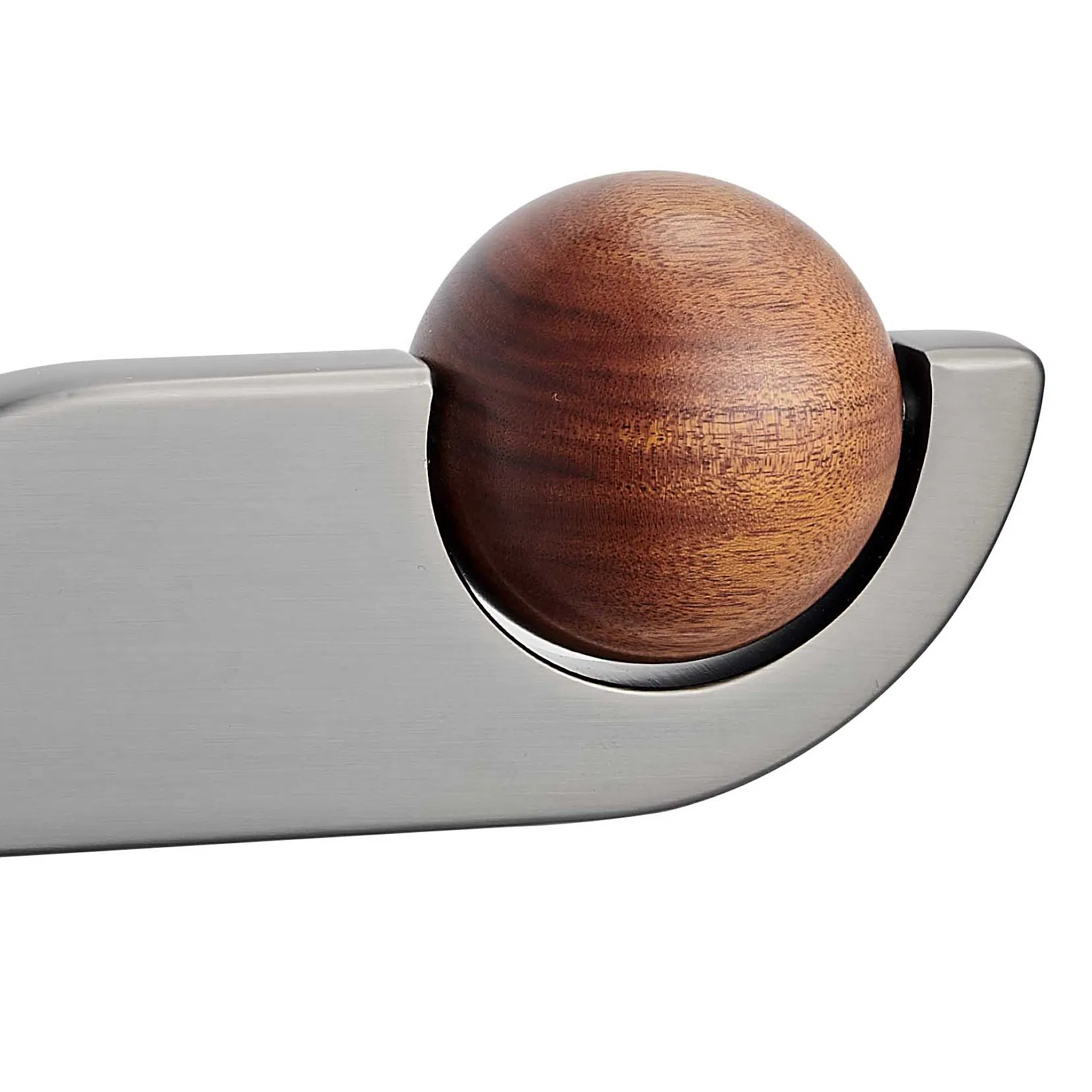 Modern Grey Walnut Wood Round Ball Bedroom Interior Silent Lock Door Handle for Apartment