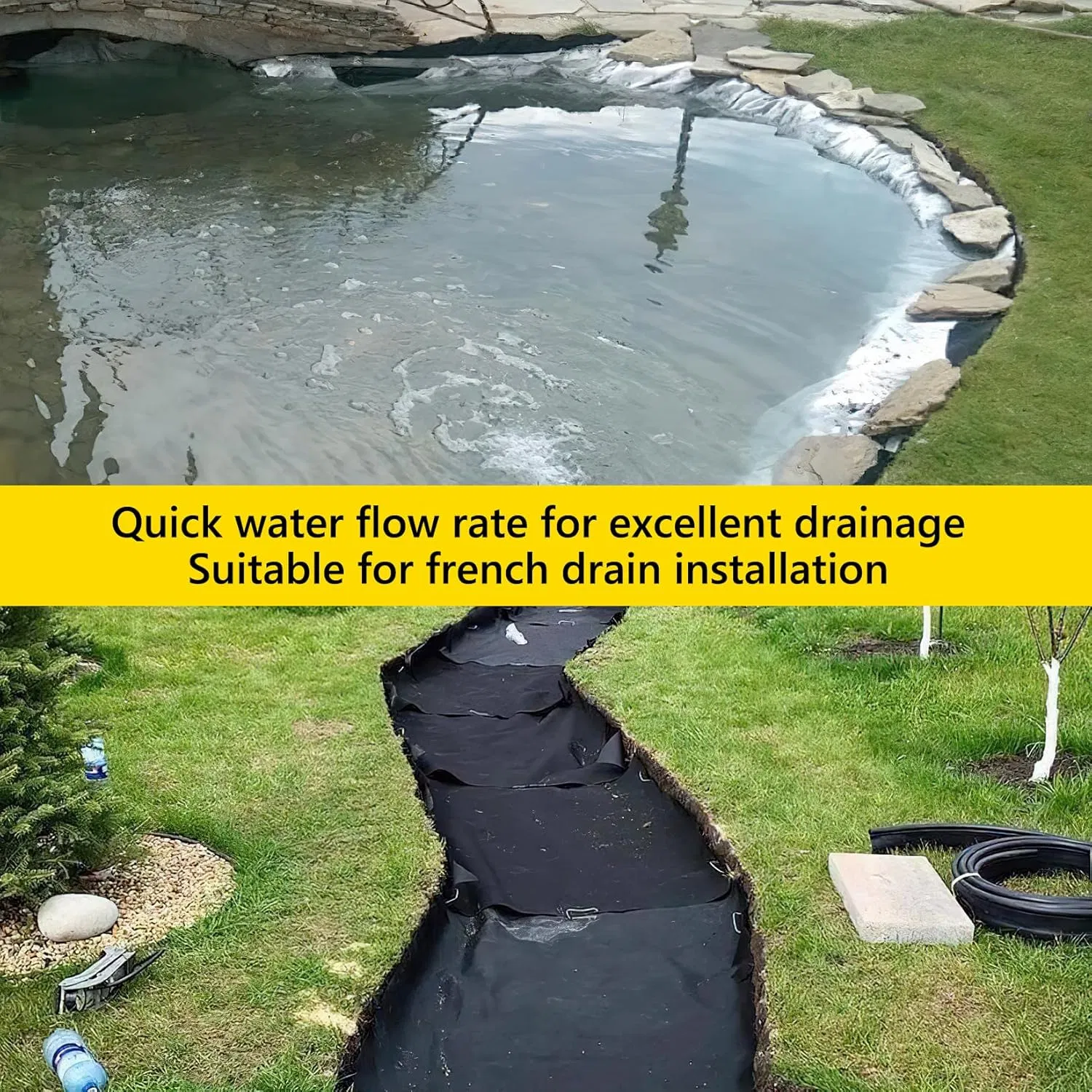 6FT X 50FT & 6oz Woven Geotextile Fabric, Duty Garden Non-Woven Barrier Cloth, PP Woven Geotextile