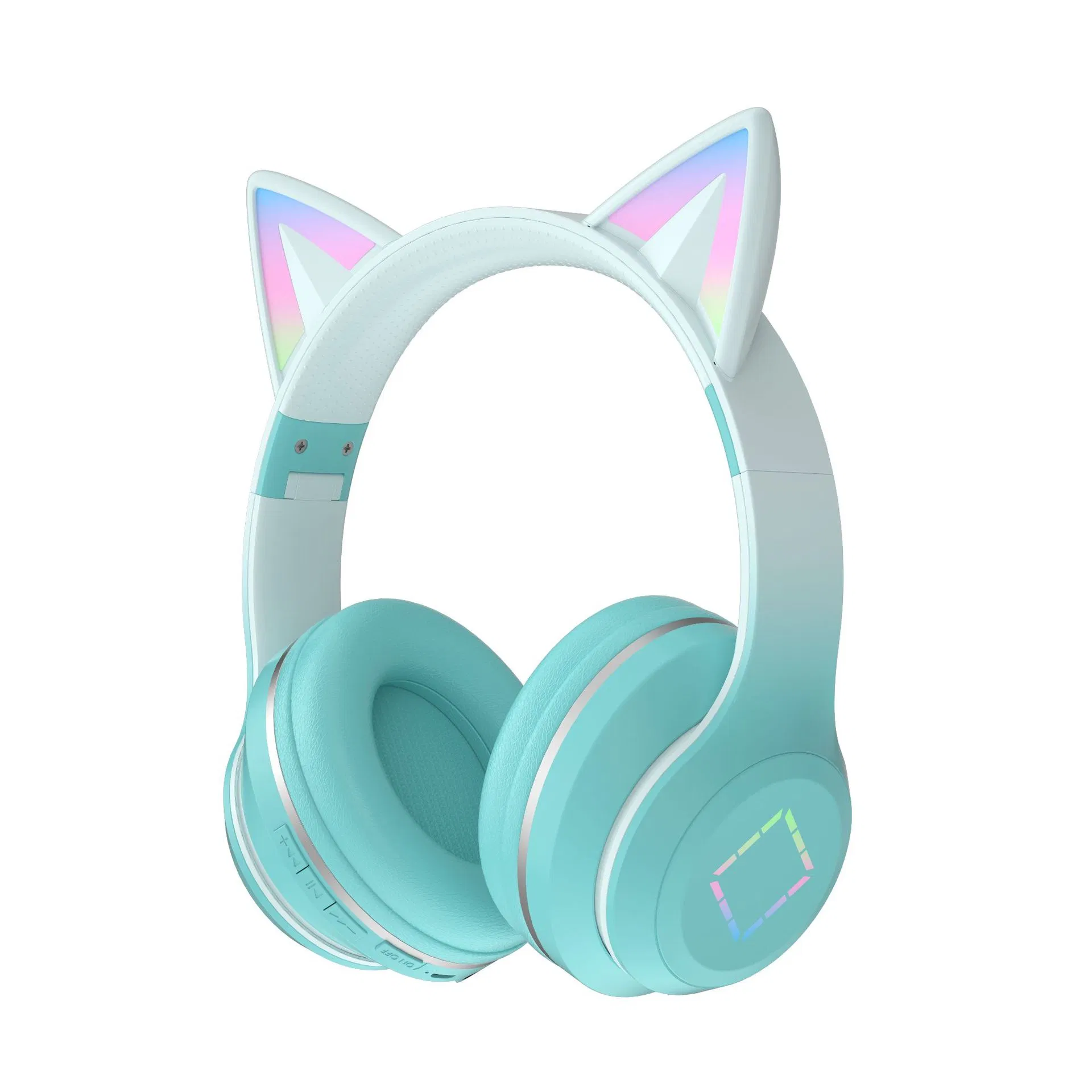 New Arrival Gradient Color Cat Ear Over Ear Wireless Bluetooth Headphones