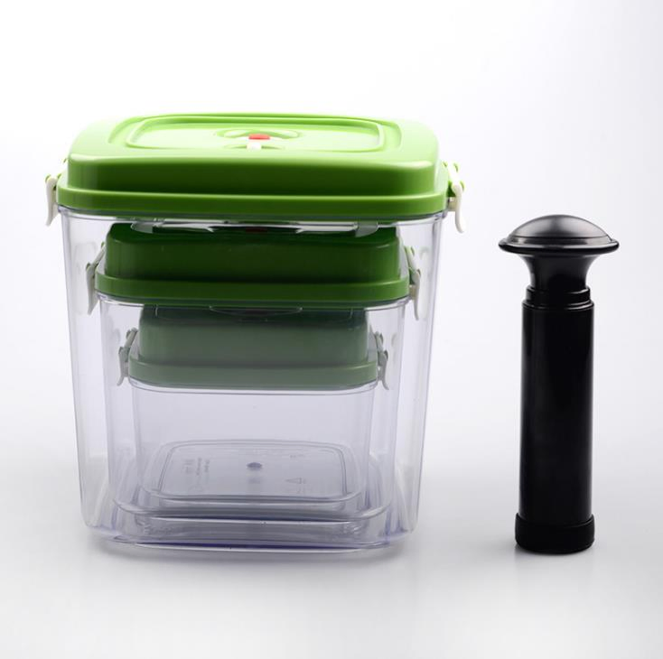 Eco-Friendly Square Plastic Vacuum Food Storage Container with Lid and Pump